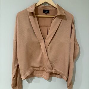 Vici Blush Pink Wrap-Front Long Sleeve Blouse